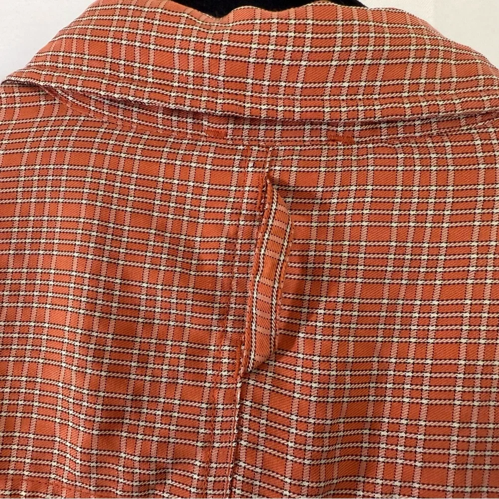 The‎ North Face Orange Checkered Shirt Men’s Size L Hiking Fishing Adventure
